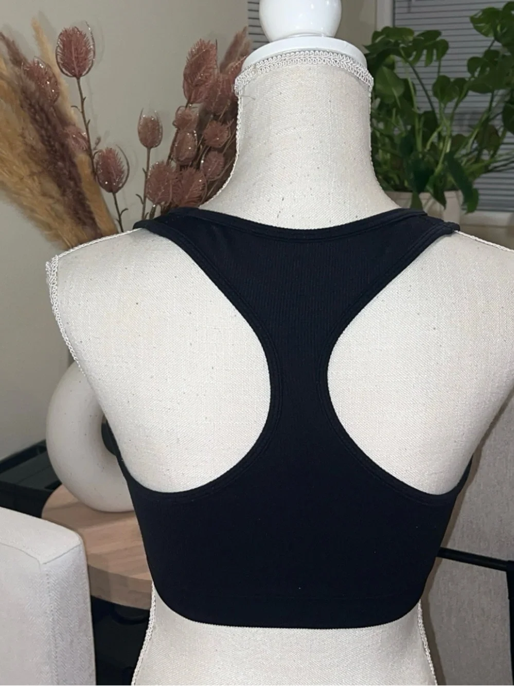 ALO Yoga Black Ribbed Racerback Sports Bra
